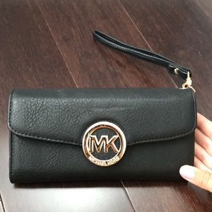Black leather MK wallet